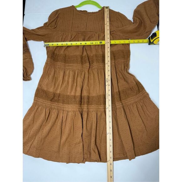 Old Navy Long-Sleeve Pintucked Clip-Dot Mini Swing Dress Size S - Picture 7 of 9